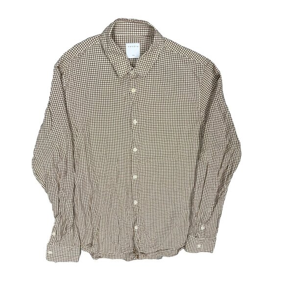 Sandro Paris Womens Dress Shirt 100% Viscose Check Long Sleeve Brown Large - Picture 1 of 9